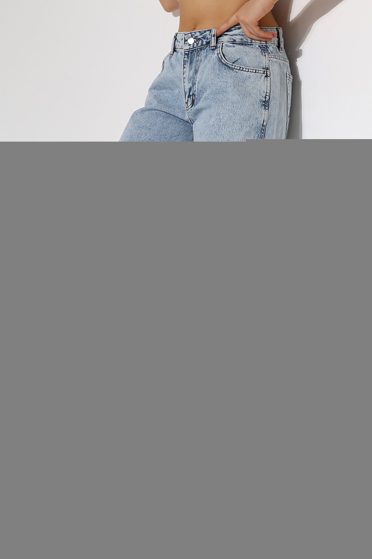 Açık Mavi Geniş Paça Jean Pantolon