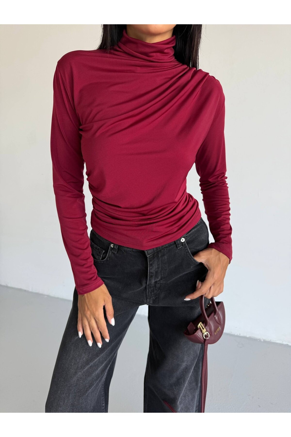 Boğazlı Bordo Sandy Bluz