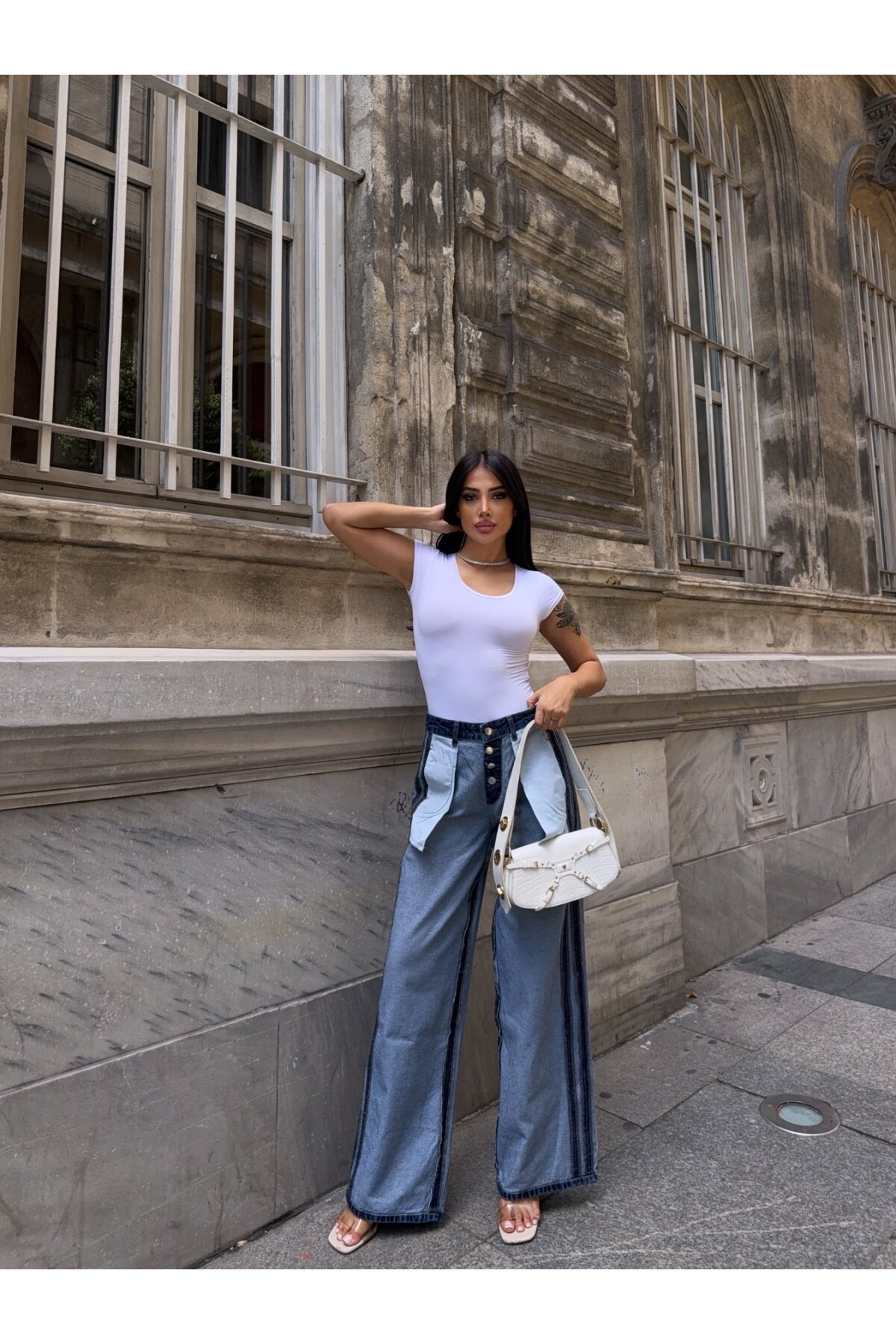 Dış Dikim Özel Tasarım Kot Pantalon