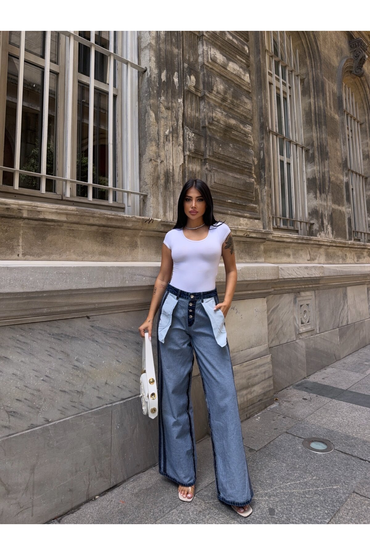 Dış Dikim Özel Tasarım Kot Pantalon