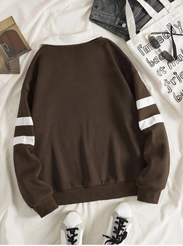 Brooklyn Retro Kolej Sweatshirt Kahverengi