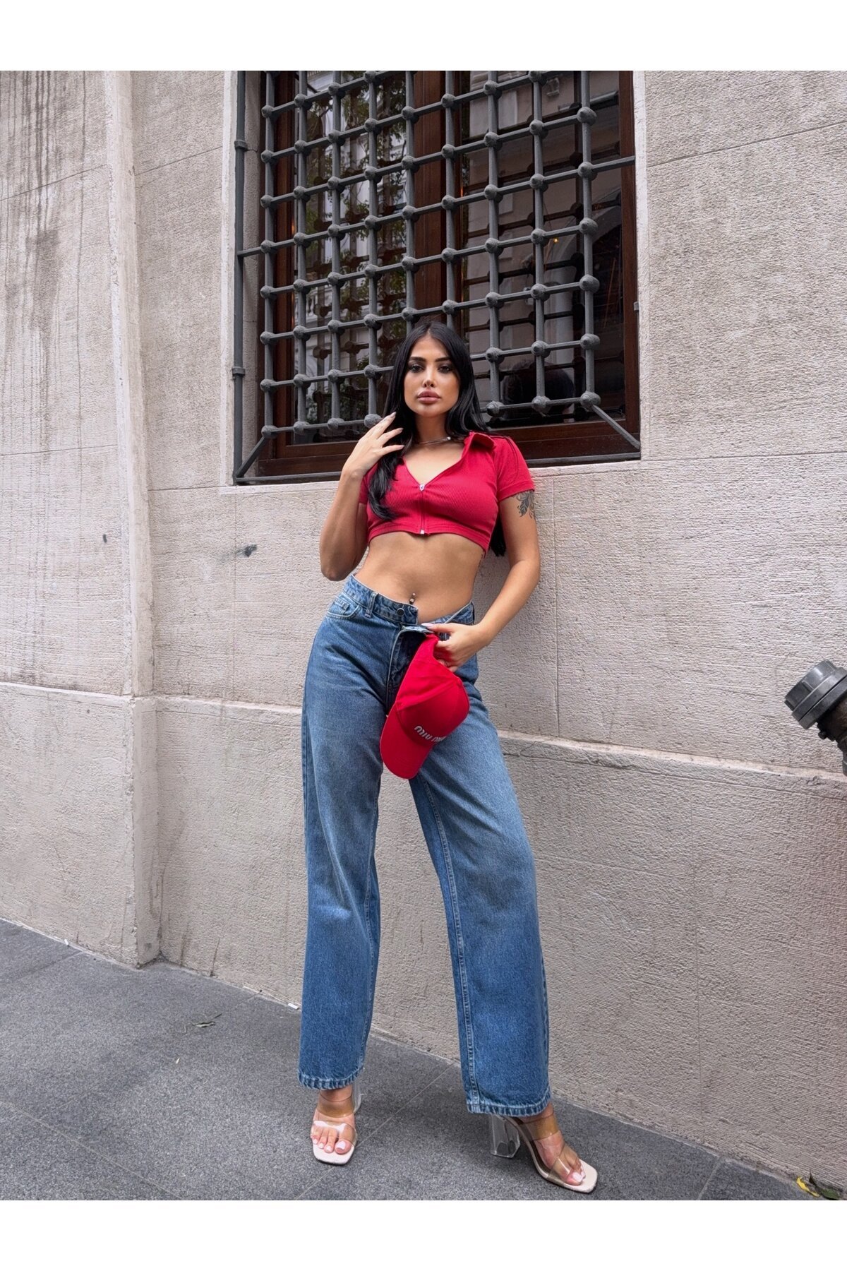 Casual Fit Geniş Paça Denim Pantolon