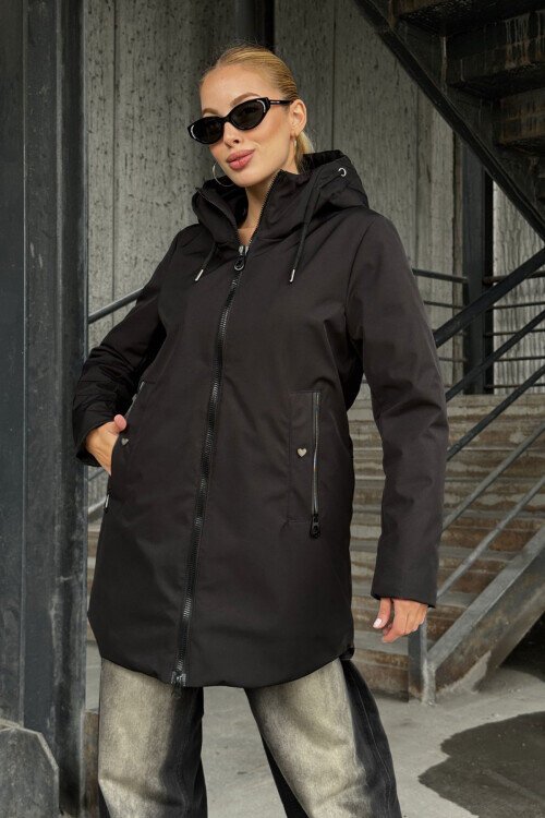 Çift Cepli Kapüşonlu Mont