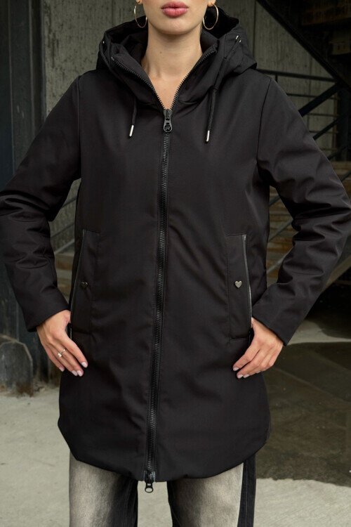 Çift Cepli Kapüşonlu Mont