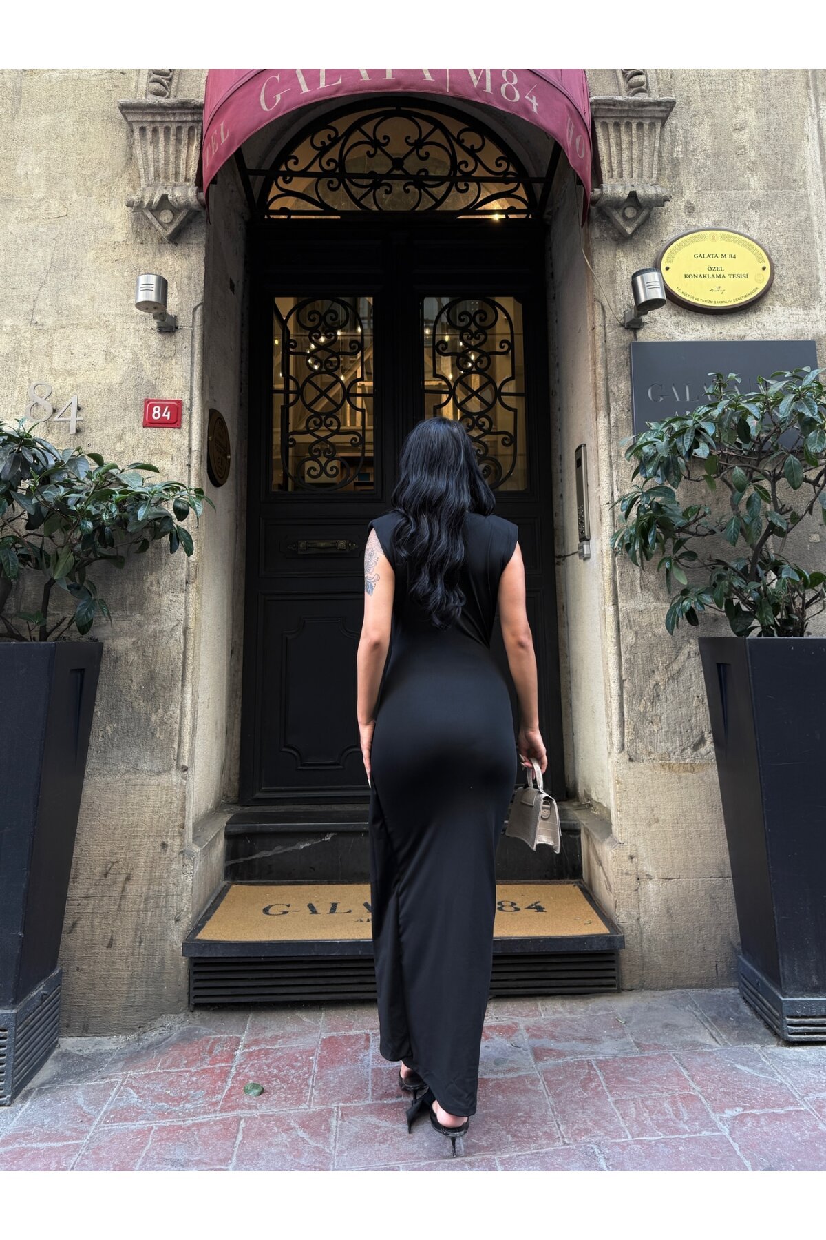 Dalgıç Kumaş Tasarım Elbise Siyah