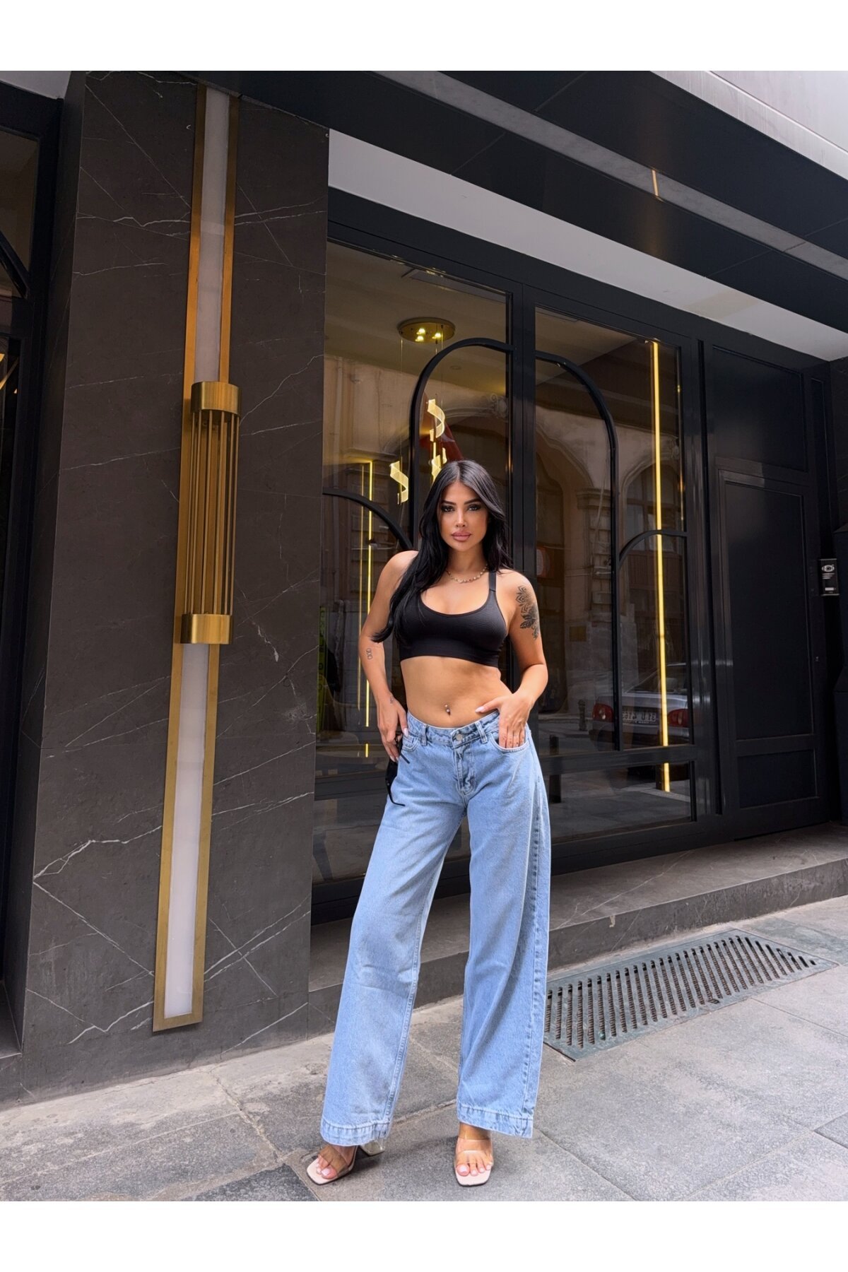 Buz Mavi Denim Pantalon