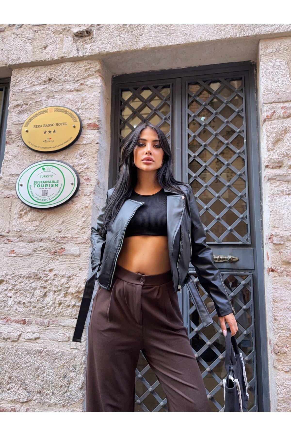 Fermuar Detay Tasarım Deri Ceket