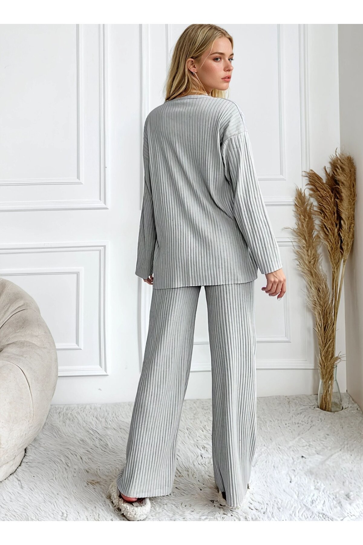 Follow Your DreamsBaskılı Fitilli Polar Pijama Takımı