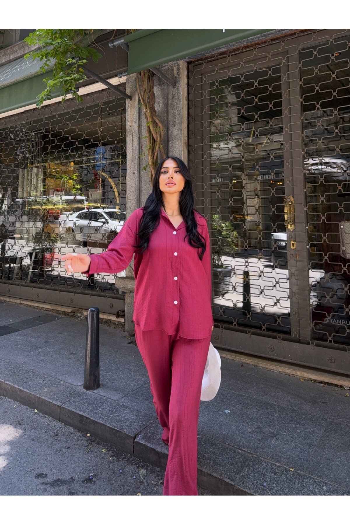 Gömlek Pantalon Alt Üst Takım Bordo