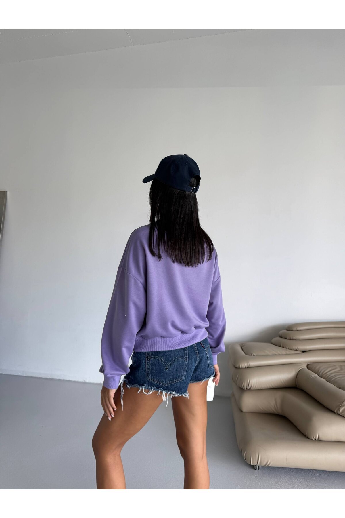 İki İplik Bisiklet Yaka Sweatshirt