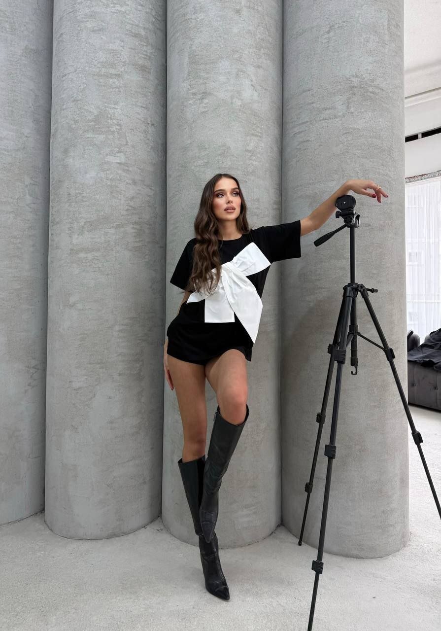 İthal Süprem Kumaş Tasarım T-Shirt Siyah