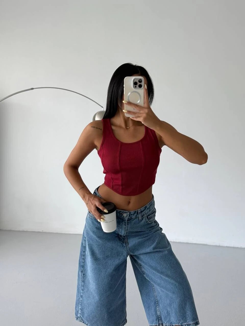 Kadın Bordo Kaşkorse Crop Bluz