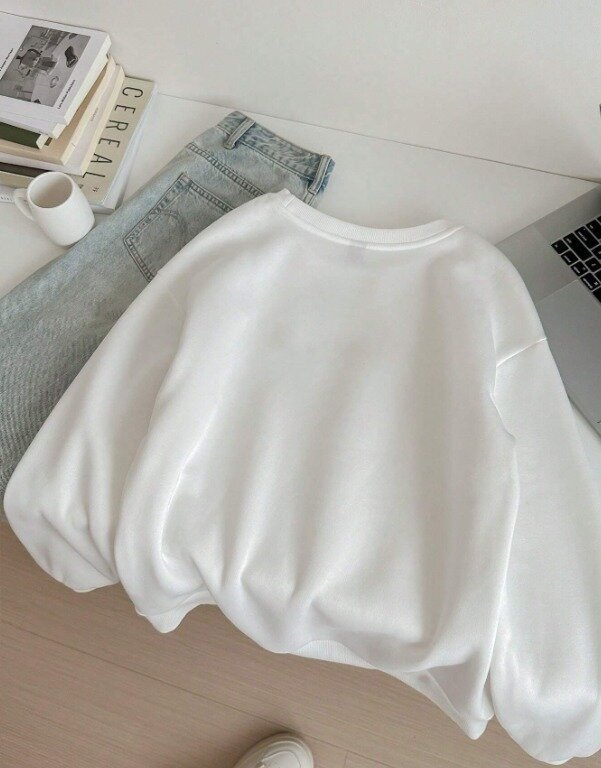 Leopar Fiyonk Desenli Üç İplik Oversize Sweatshirt