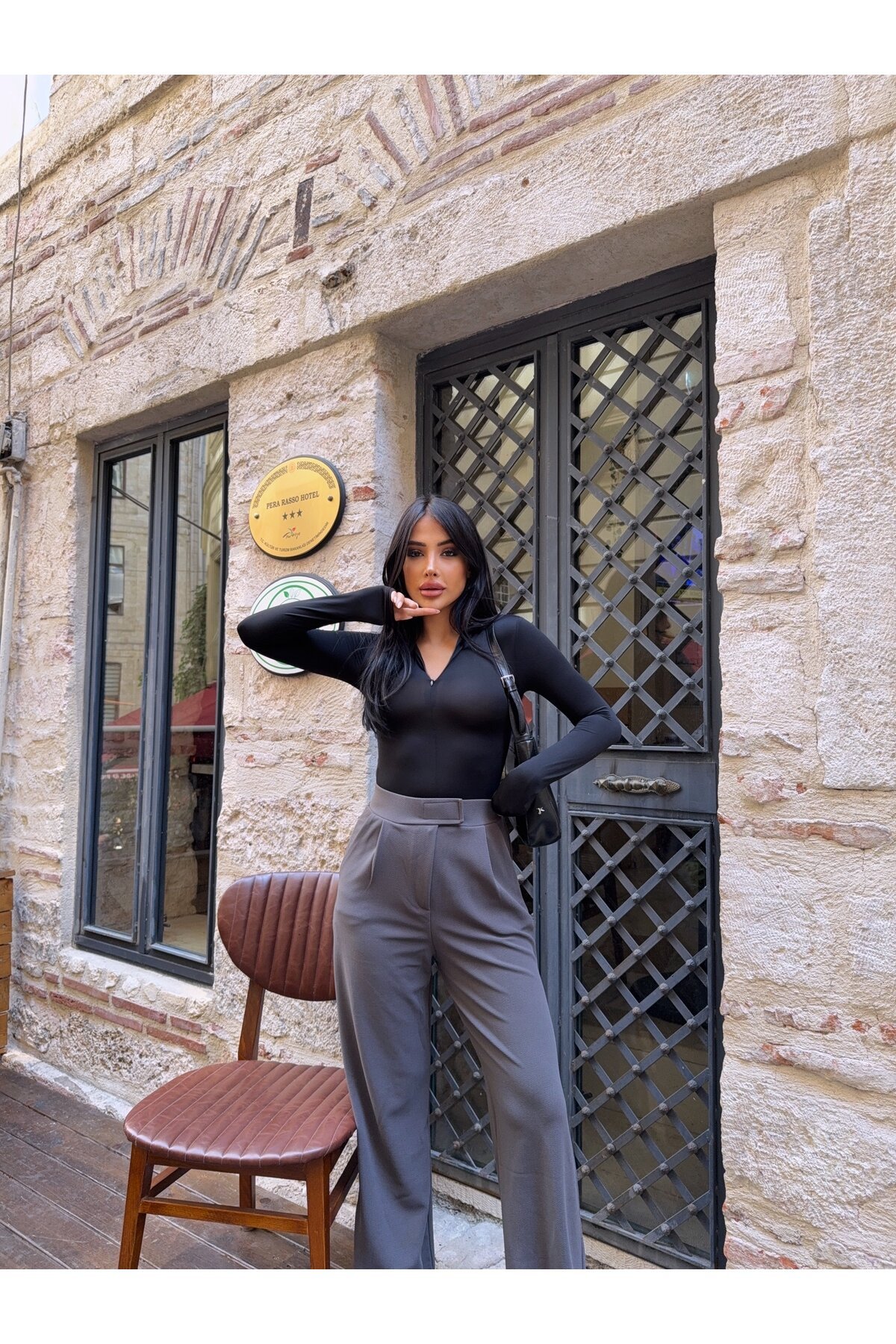 Likralı Cırtlı Palazzo Pantolon