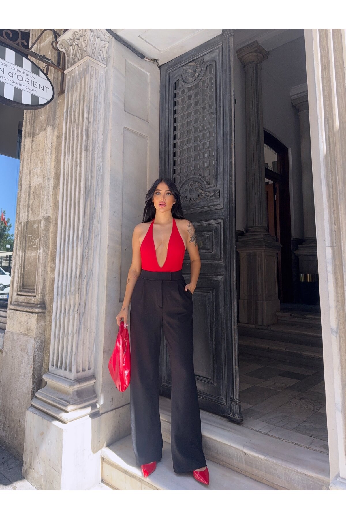 Likralı Cırtlı Palazzo Pantolon