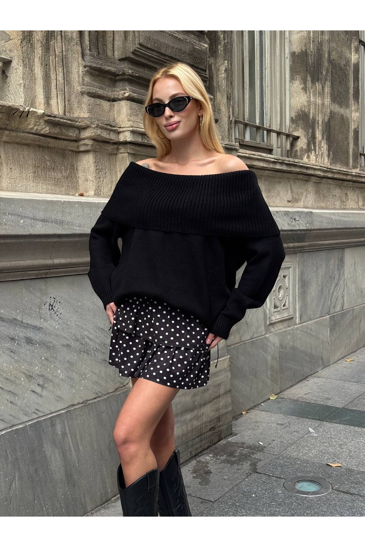 Madonna Yaka Triko Bluz Elbise