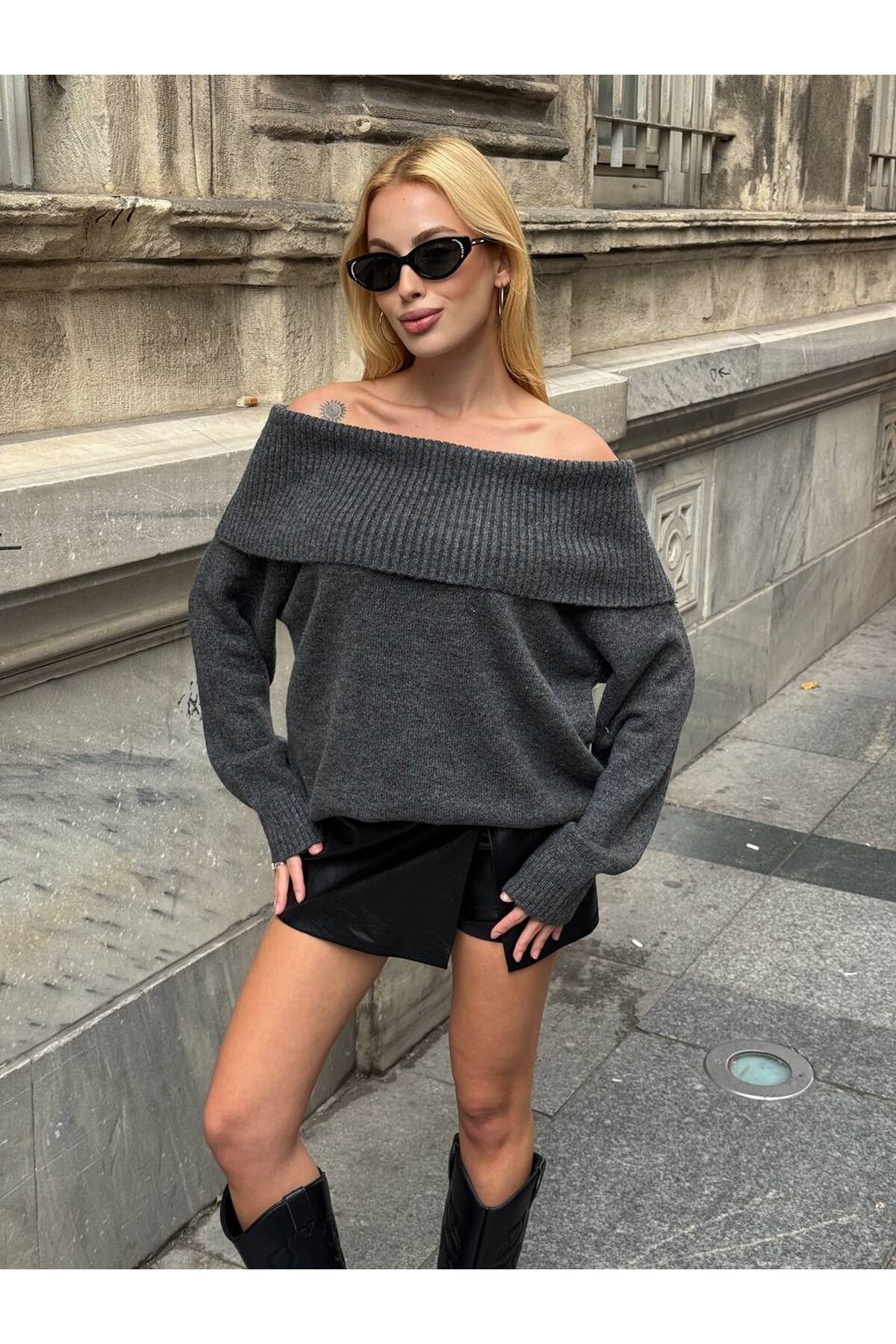 Madonna Yaka Triko Bluz Elbise