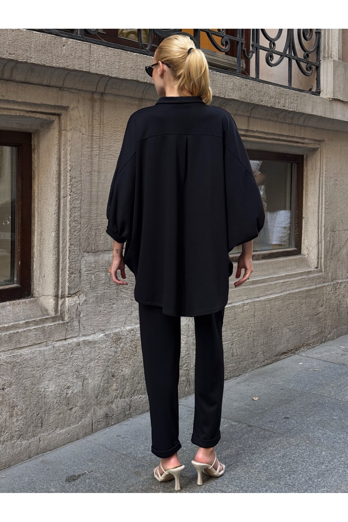 Oversize Gömlek Pantalon Siyah Takım