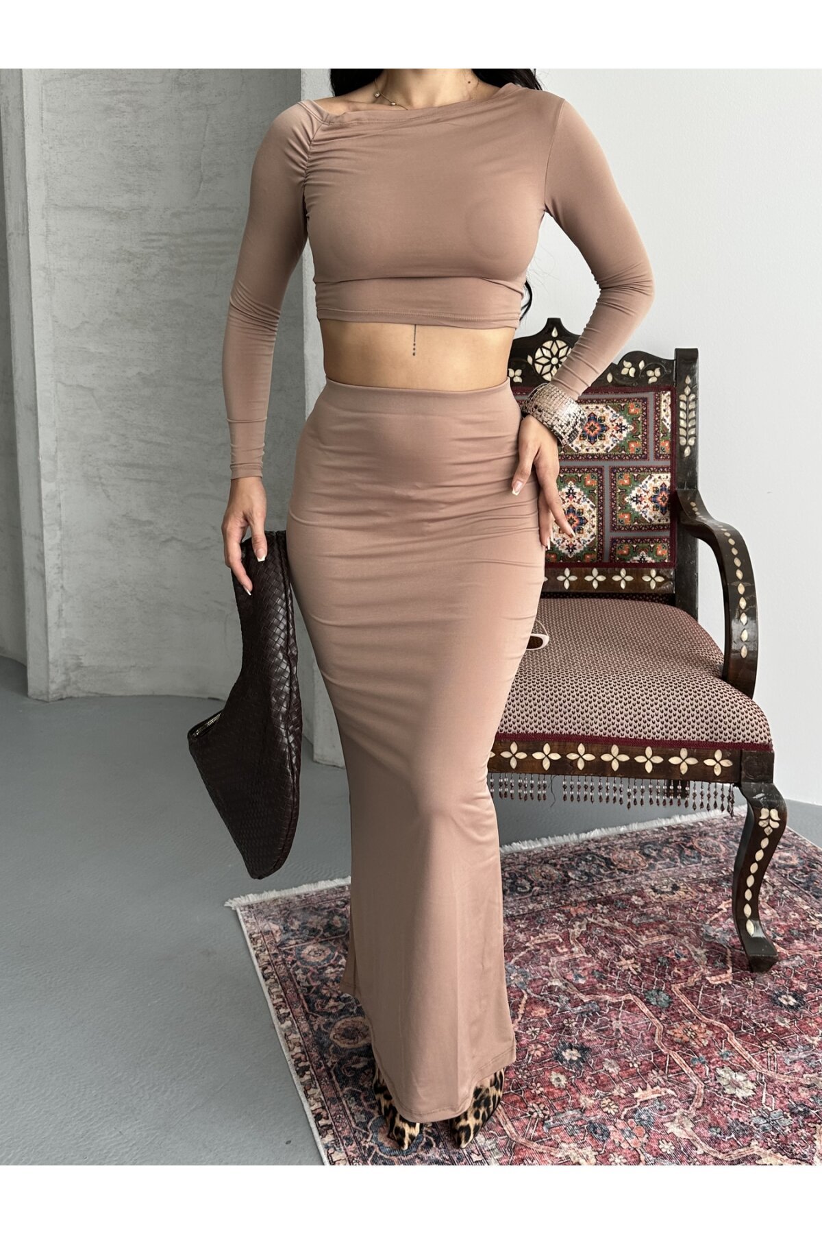 Sandy Kumaş Etek Bluz Takım