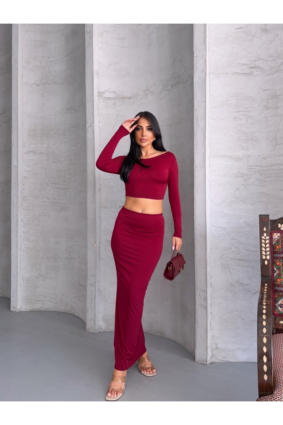 Sandy Kumaş Etek Bluz Takım