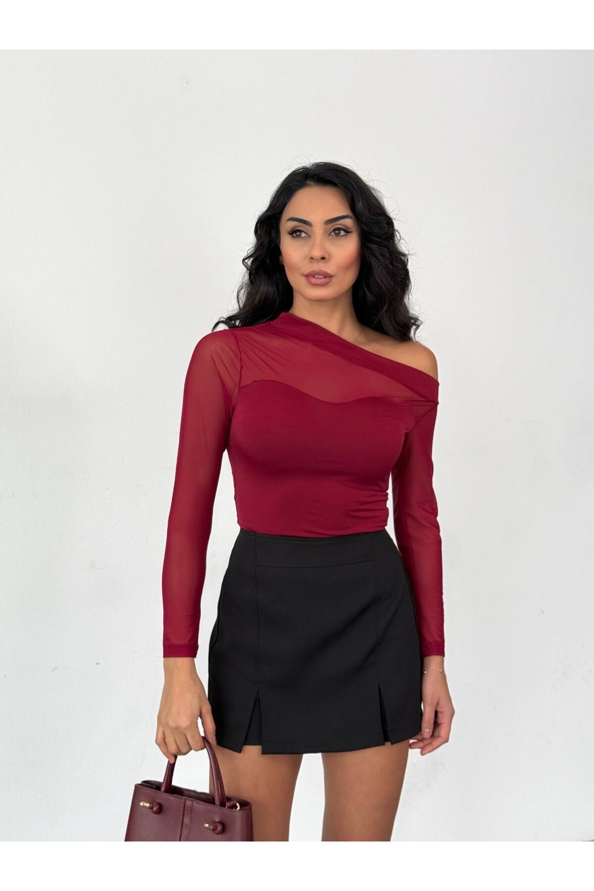 Sandy Kumaş Tül Detay Bluz