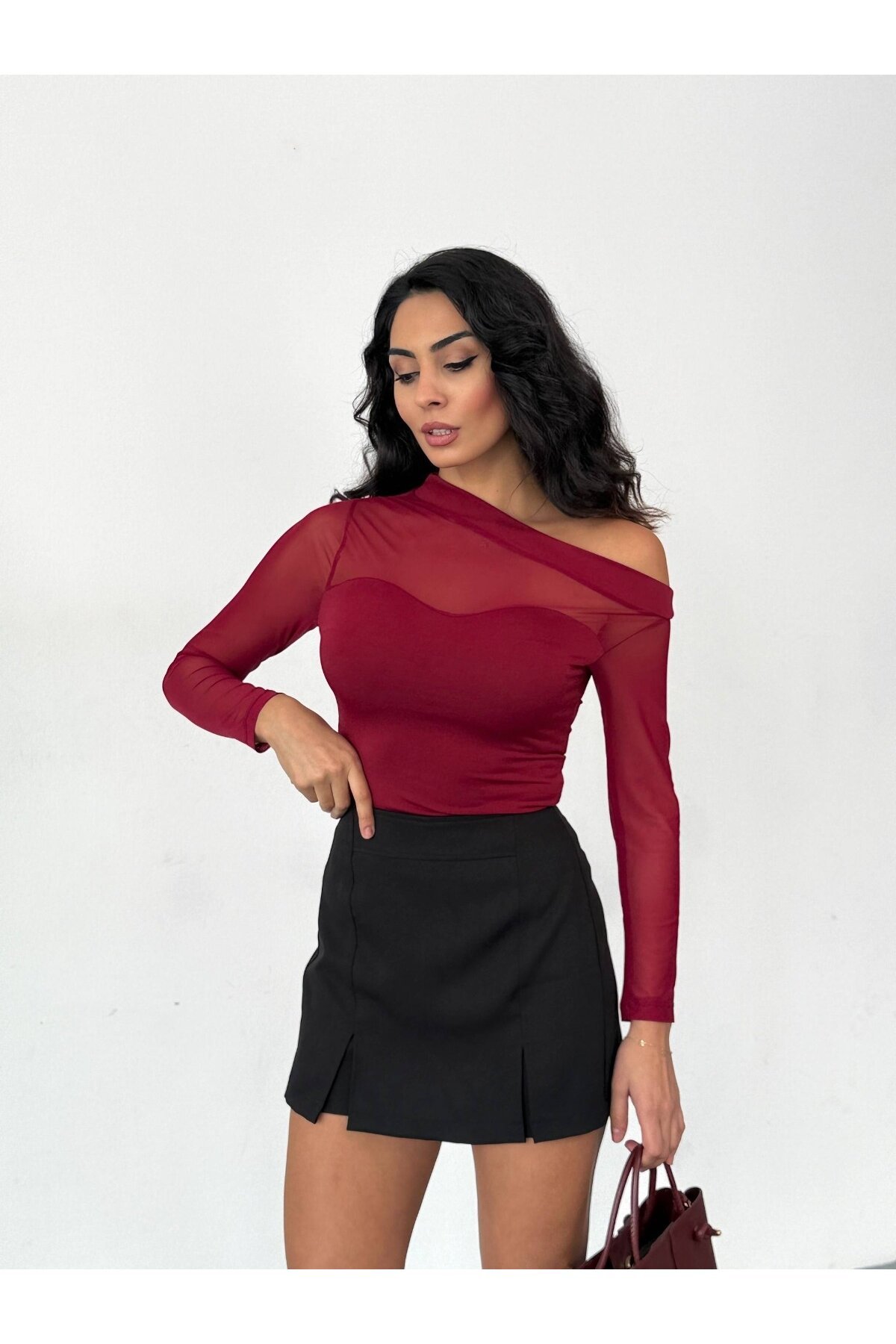 Sandy Kumaş Tül Detay Bluz