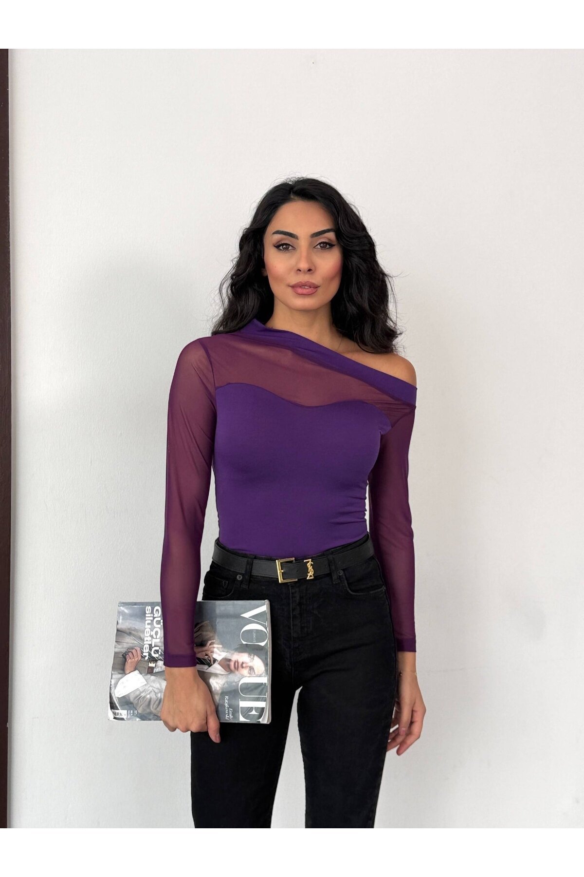 Sandy Kumaş Tül Detay Bluz