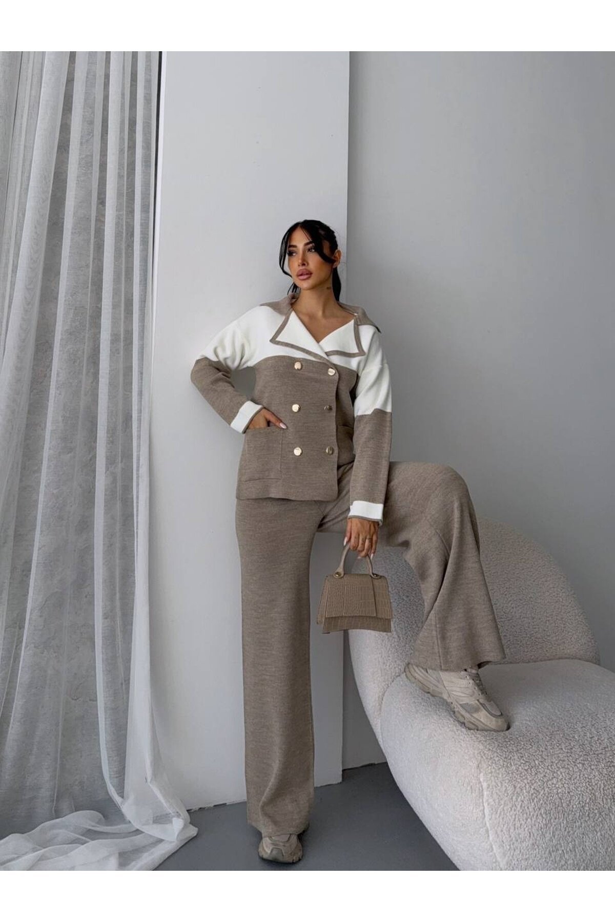 Sim Detay Ceket Pantalon Triko Takım
