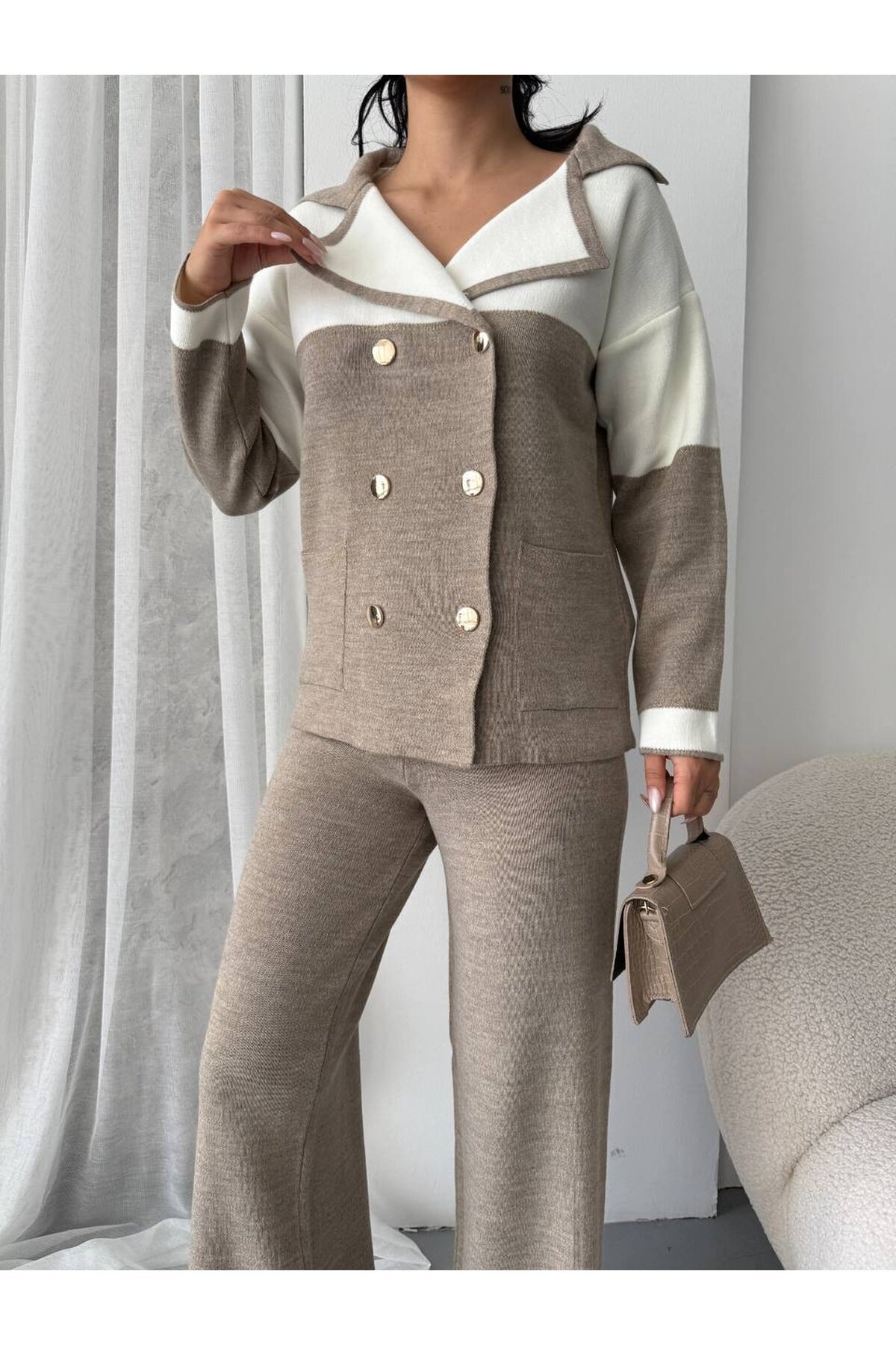 Sim Detay Ceket Pantalon Triko Takım