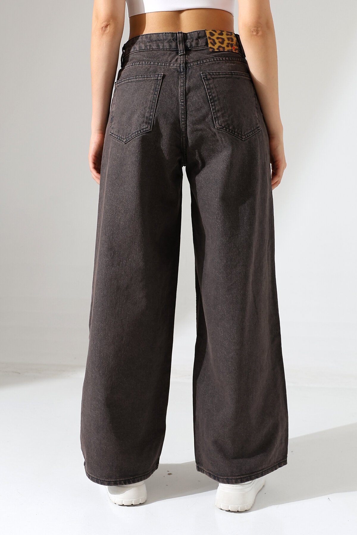Siyah Geniş Paça Jean Pantolon
