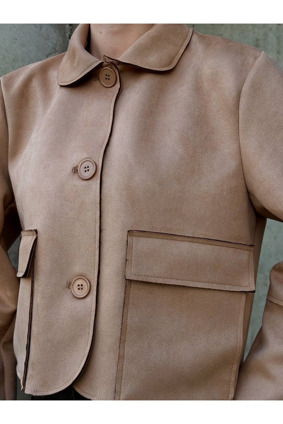 Süet Düğmeli Ceket