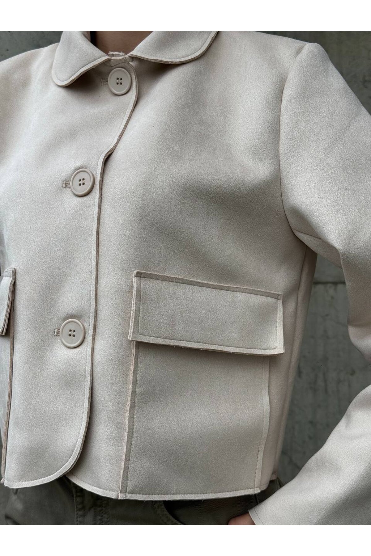Süet Düğmeli Ceket