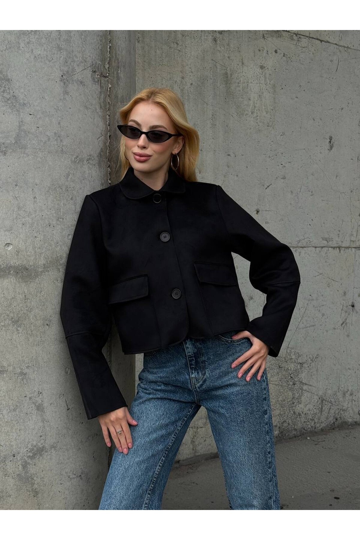 Süet Düğmeli Ceket