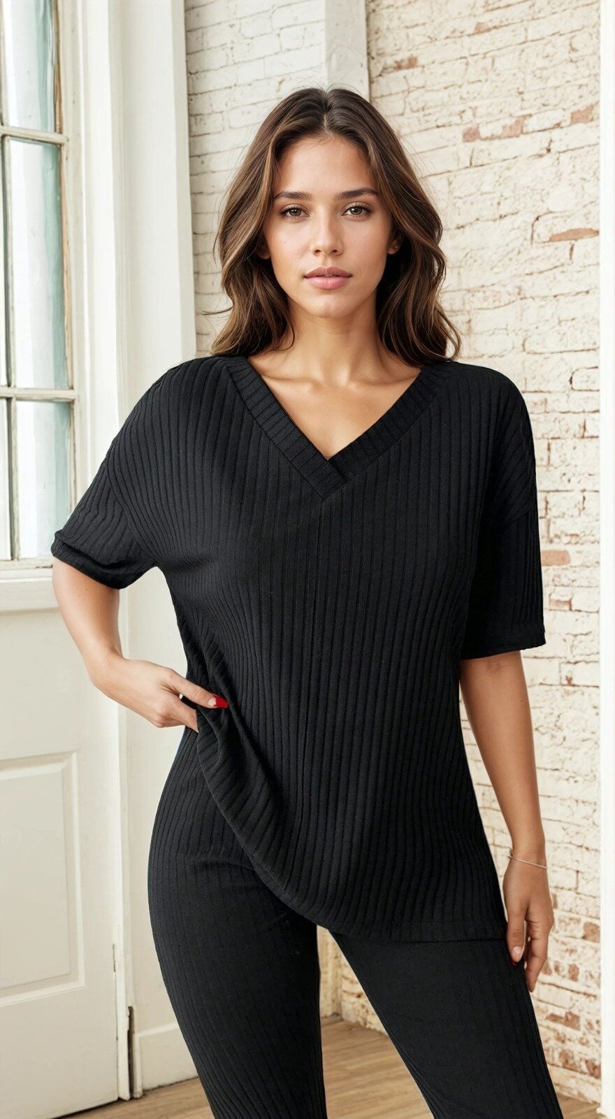 Raporlu Kumaş Kısa Kol Pijama Takım