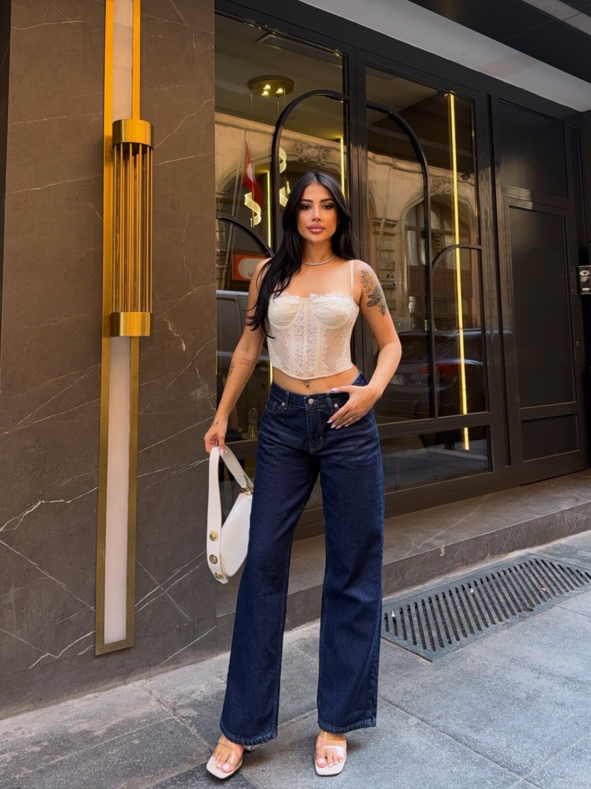 İspanyol Paça Yüksek Bel Kot Pantalon