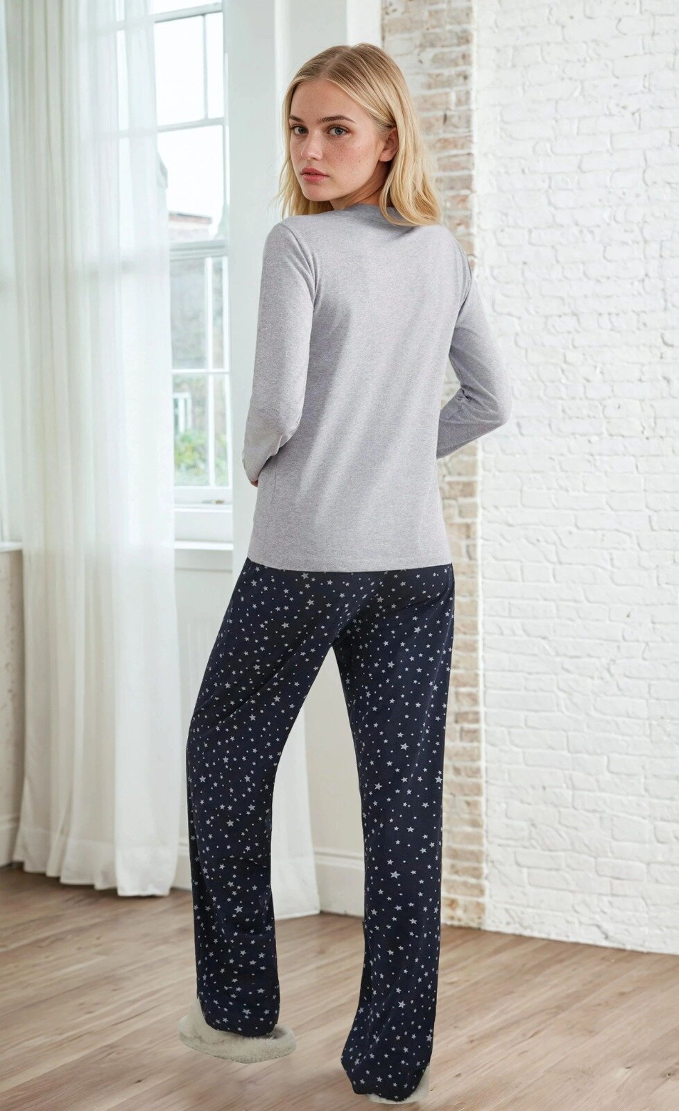 Uzun Kol Baskılı Pijama Takım