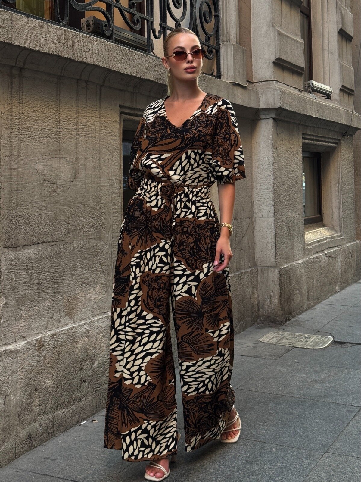 V Yaka Viskon Kumaş Bol Paça Alt Üst Takım