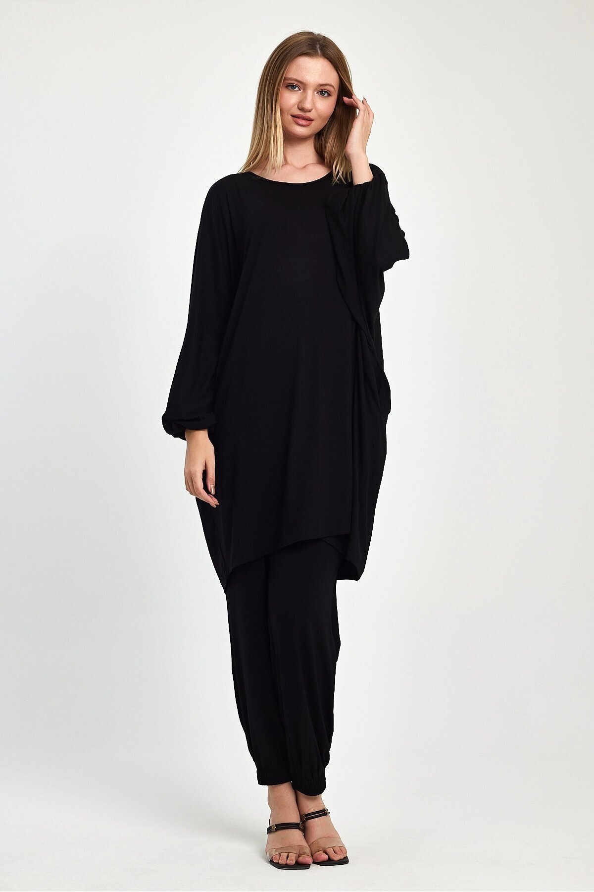 Yarasa Kol Geniş Kalıp Penye Viskon İkili Takım