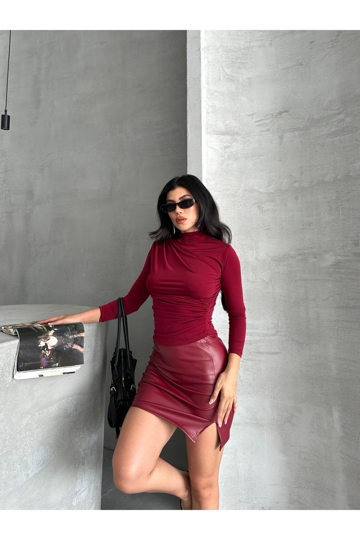 Yarım Balıkçı Bordo Sandy Bluz