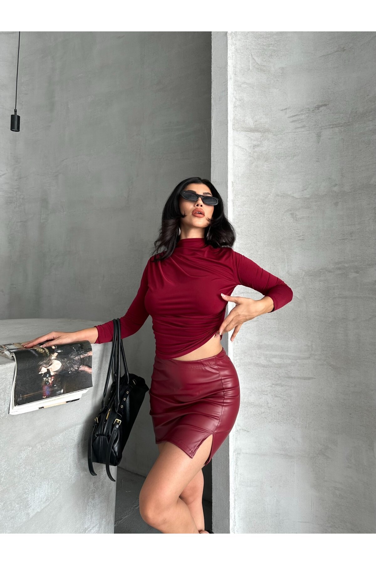 Yarım Balıkçı Bordo Sandy Bluz