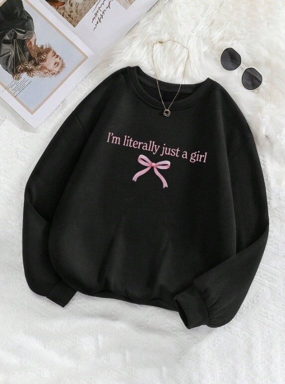 Yazı Baskılı Oversize Üç İplik Sweatshirt