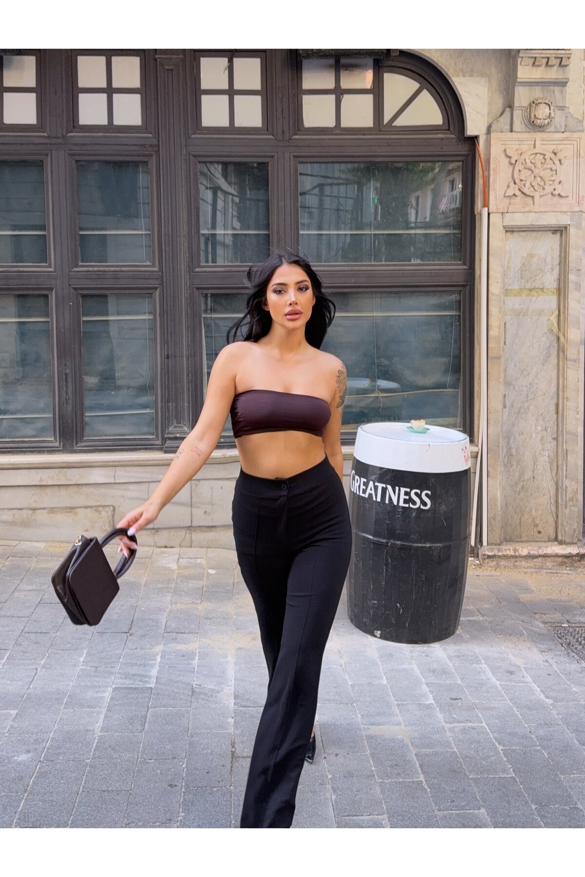 Yüksek Bel Çimalı Palazzo Pantolon