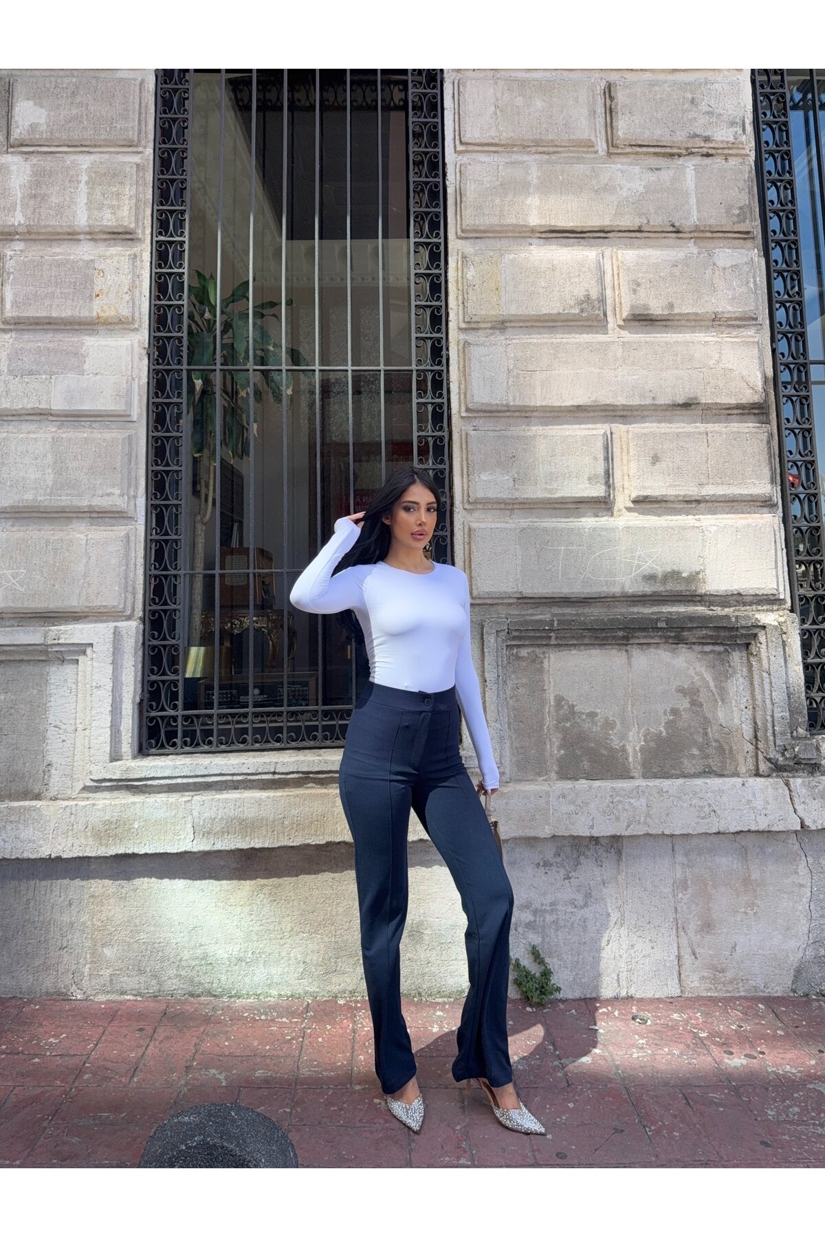 Yüksek Bel Çimalı Palazzo Pantolon