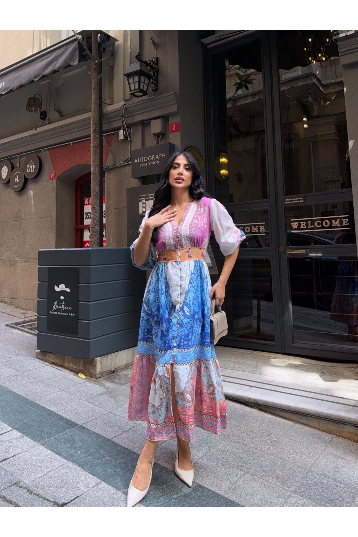 Zimmerman Desen Baskılı Elbise İthal Krep Kumaş