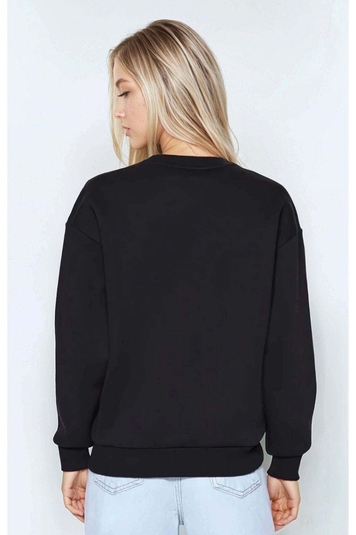 Basic Siyah Oversize Sweatshirt