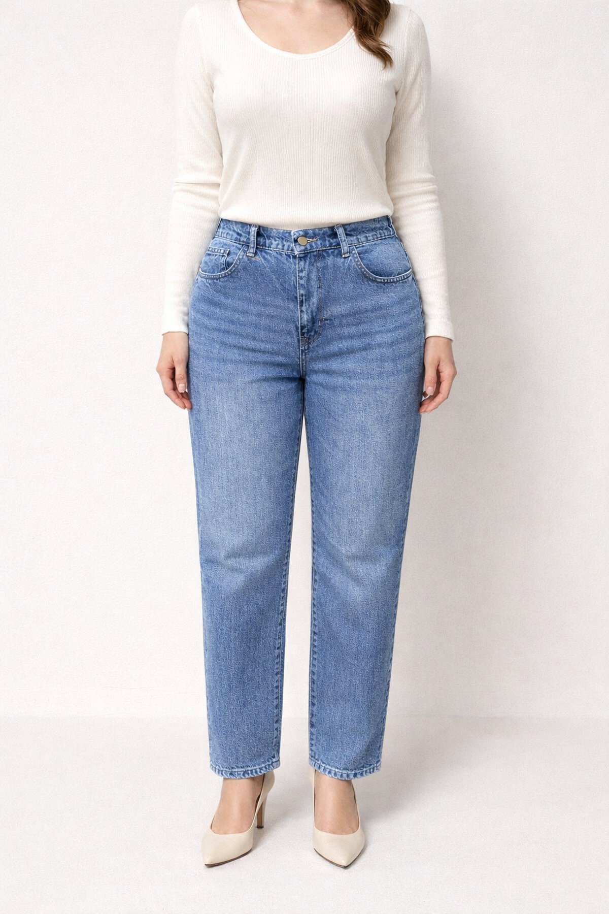 Büyük Beden Beli Lastikli Jean