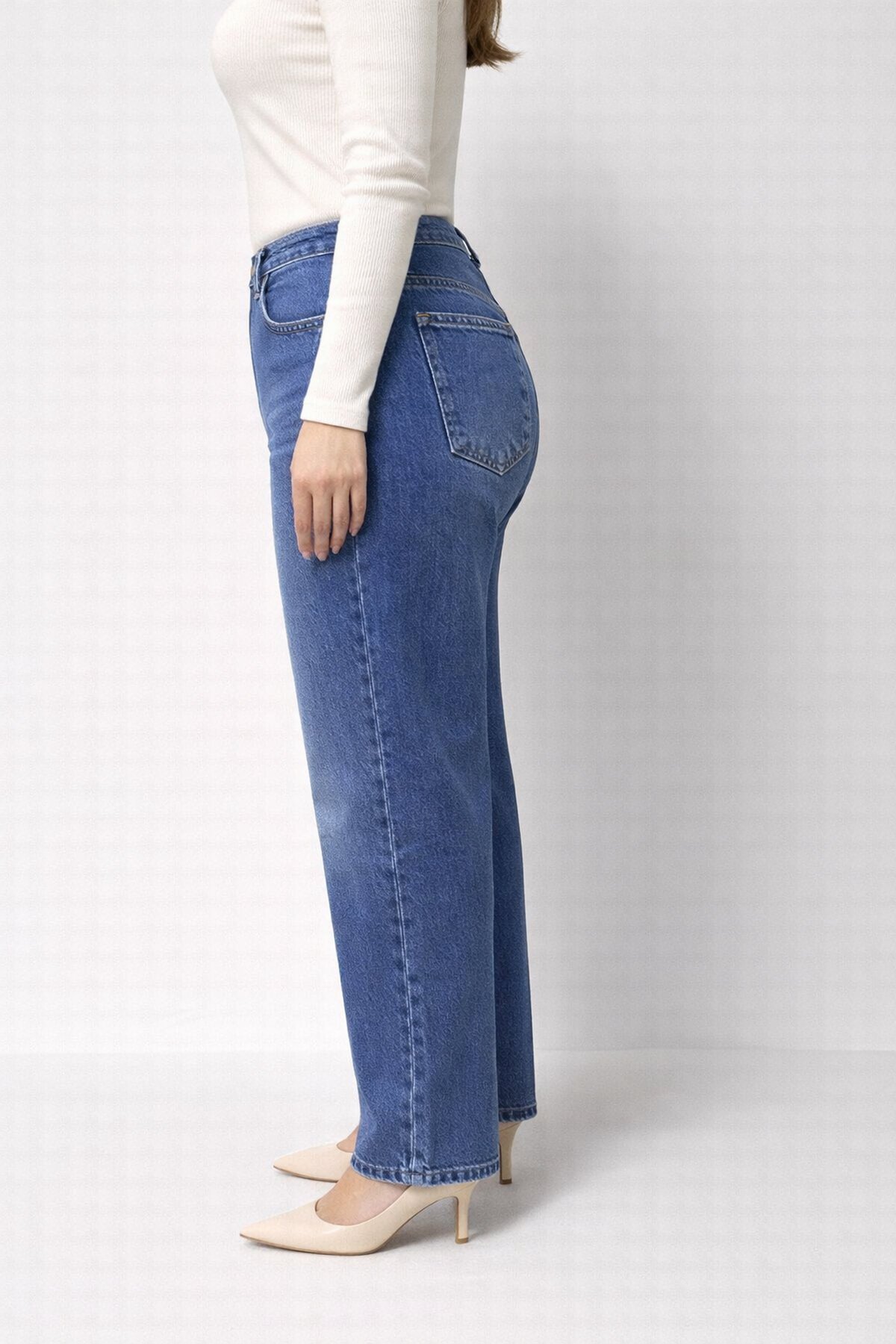 Büyük Beden Lacivert Boyfriend Jean