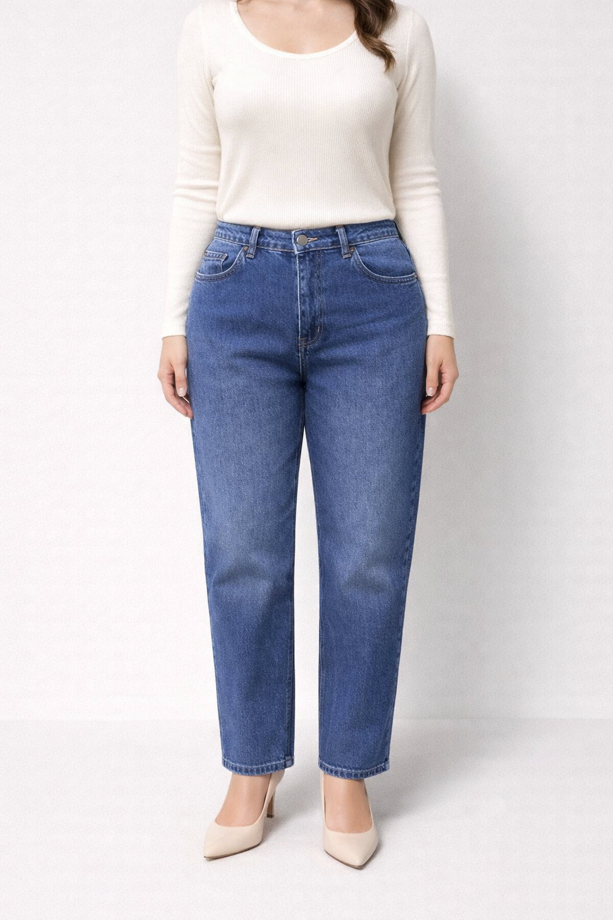 Büyük Beden Lacivert Boyfriend Jean