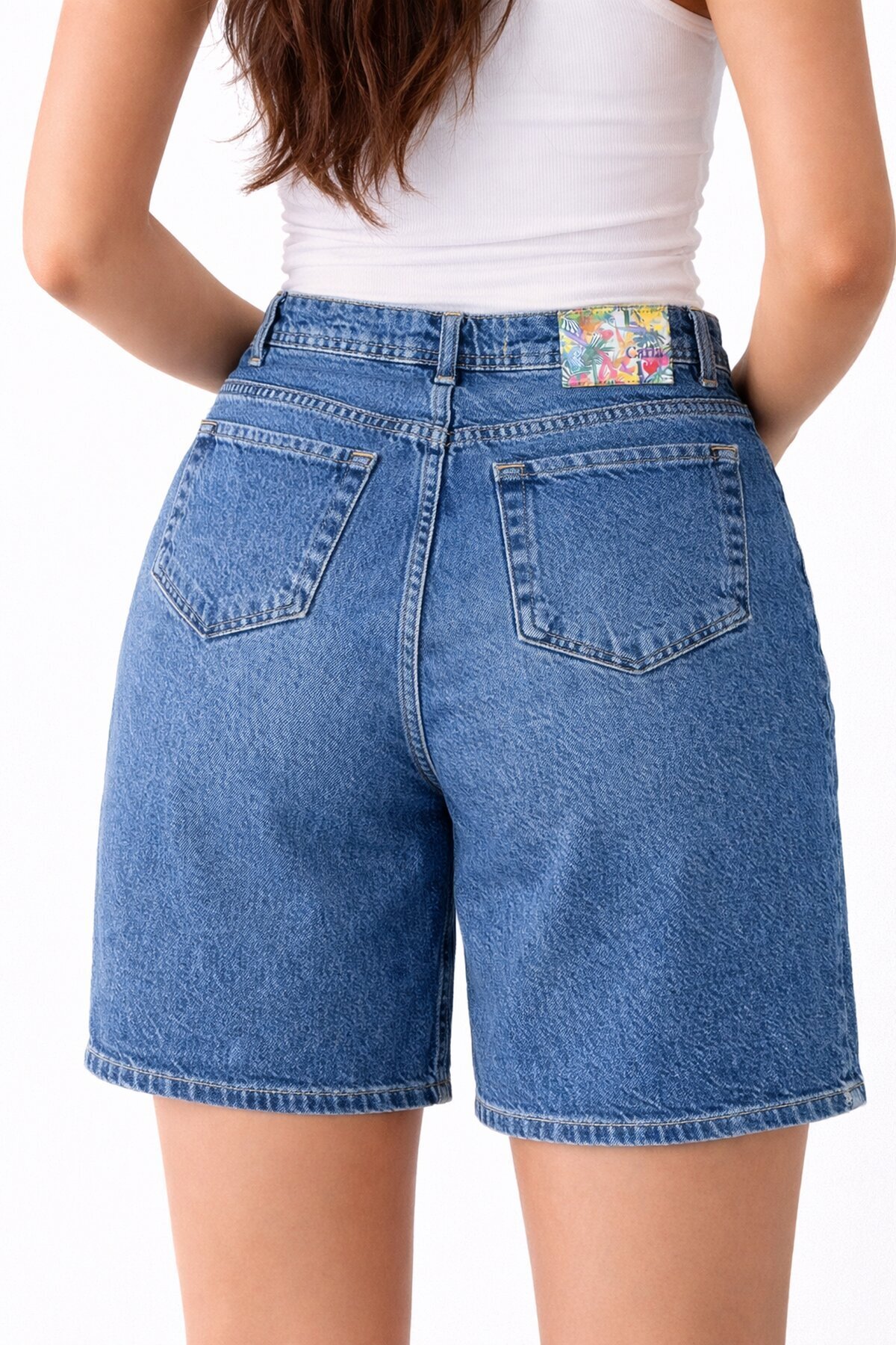 Büyük Beden Lacivert Jean Şort