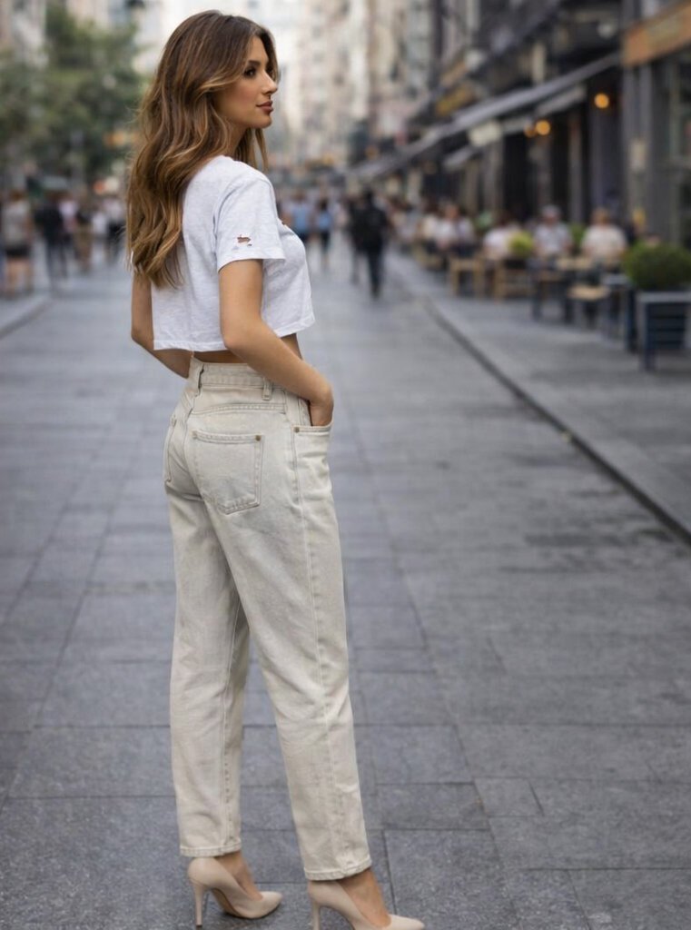 Kadın 4 Düğmeli Açık Mavi Jean